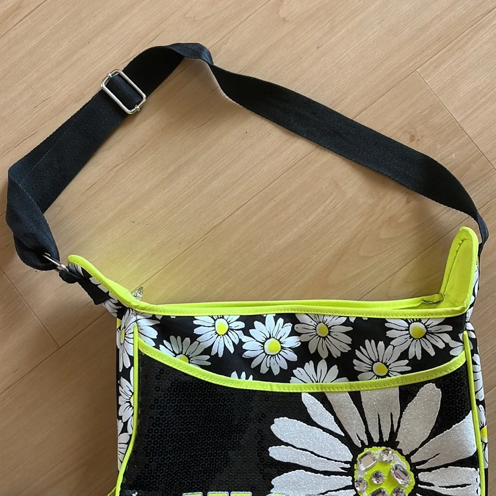JUSTICE “JUST BE YOU” SEQUIN COMPUTER SCHOOL BAG BLACK YELLOW